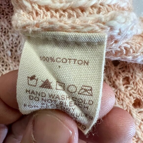 Hem & Thread Loose Knit Hoodie Women's Size Small Peach Long Sleeve Pullover - Picture 9 of 9